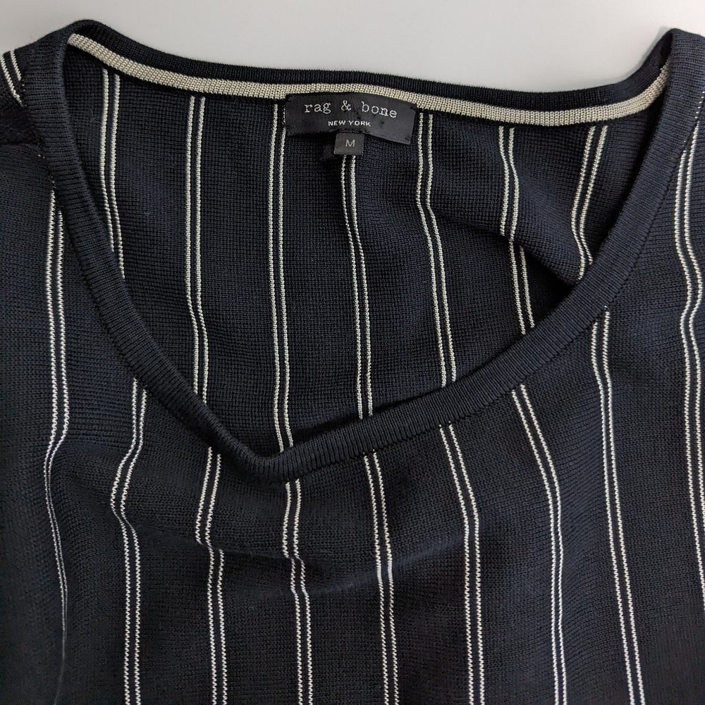 RAG & BONE black white striped knit top 3/4 Sleeve blouse - Picture 7 of 11